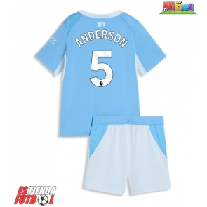 Manchester City Elliot Anderson #5 Primera Equipación Niños 2026-27 Manga Corta (+ Pantalones cortos)